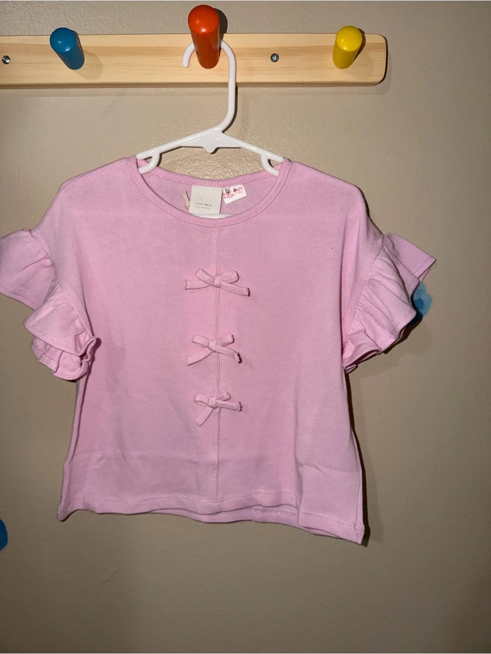 Zara Pink Short Sleeve Top with Front Bows